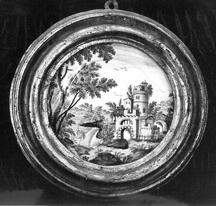 paesaggio (piatto) di Grue Nicola Tommaso di Giovanni (attribuito) (sec. XVIII)