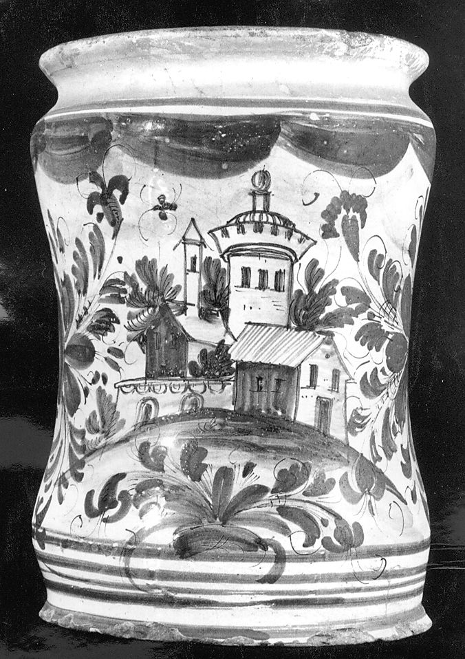 paesaggio con architetture (vaso) - manifattura Italia centrale (primo quarto sec. XVIII)