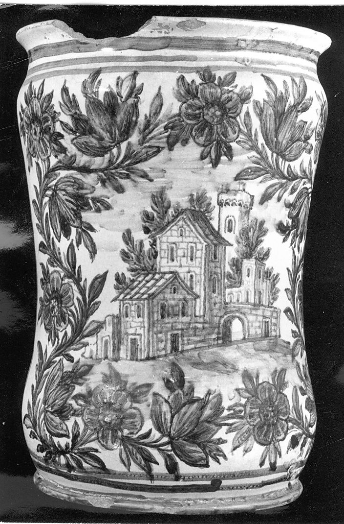 architetture con motivi vegetali (vaso) - manifattura Italia centrale (primo quarto sec. XVIII)