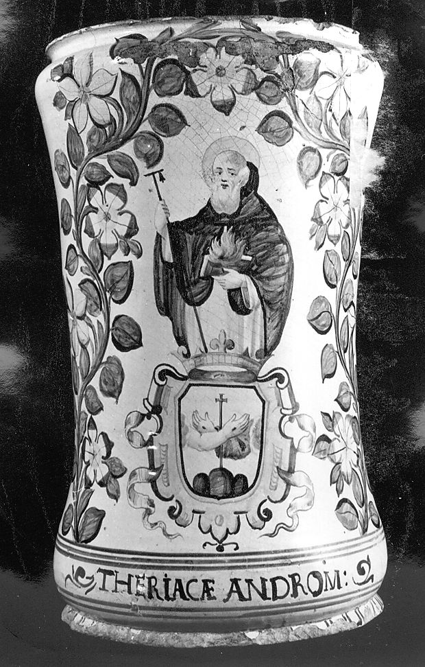 Sant'Antonio Abate (vaso da farmacia) - manifattura Italia centrale (ultimo quarto sec. XVII)
