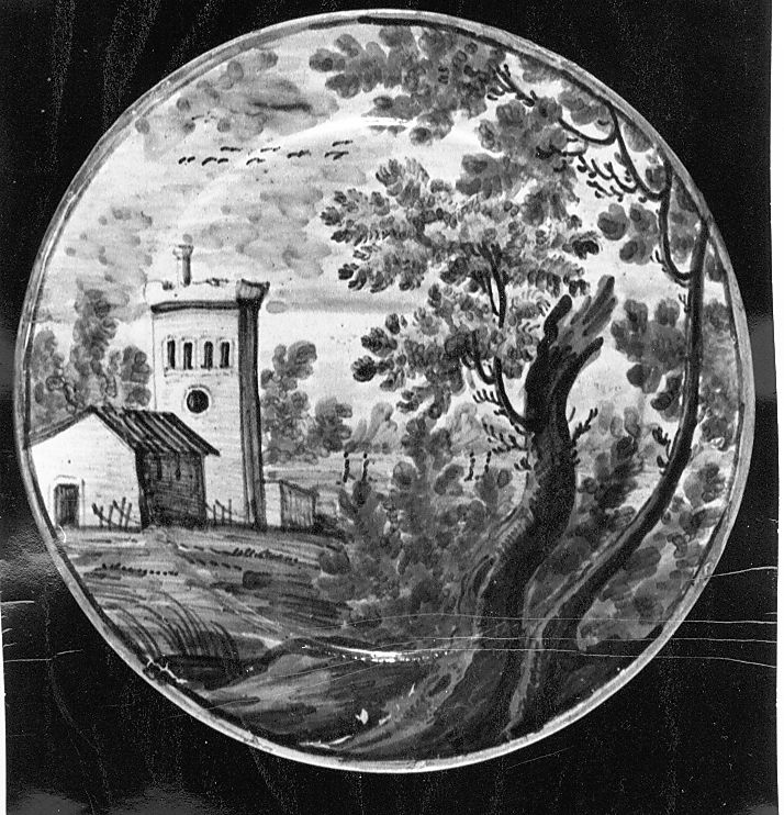 paesaggio (piattello) - manifattura Italia centrale (sec. XVIII)