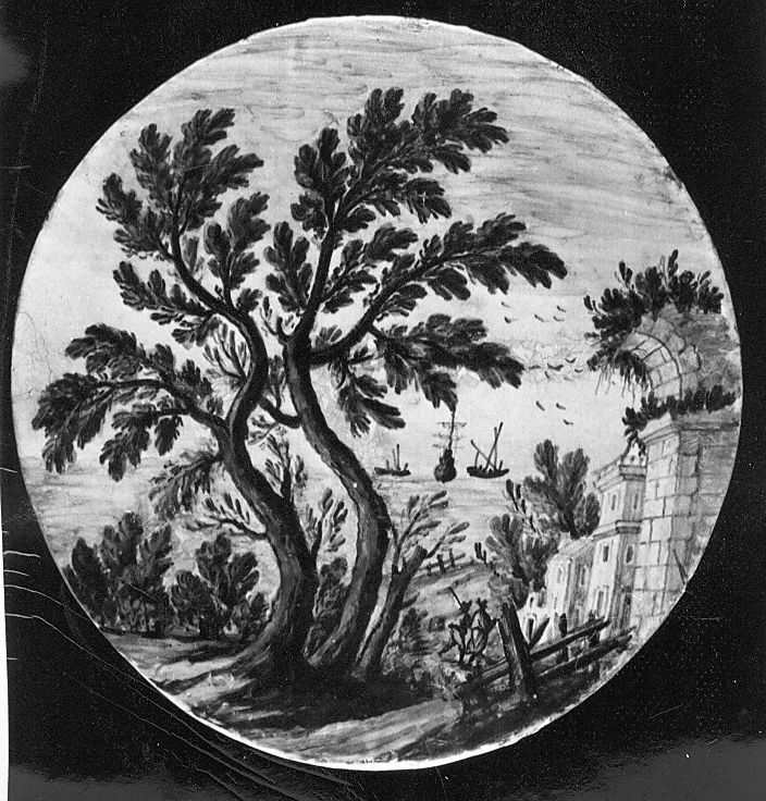 paesaggio (tondo) - manifattura Italia centrale (ultimo quarto sec. XVIII)