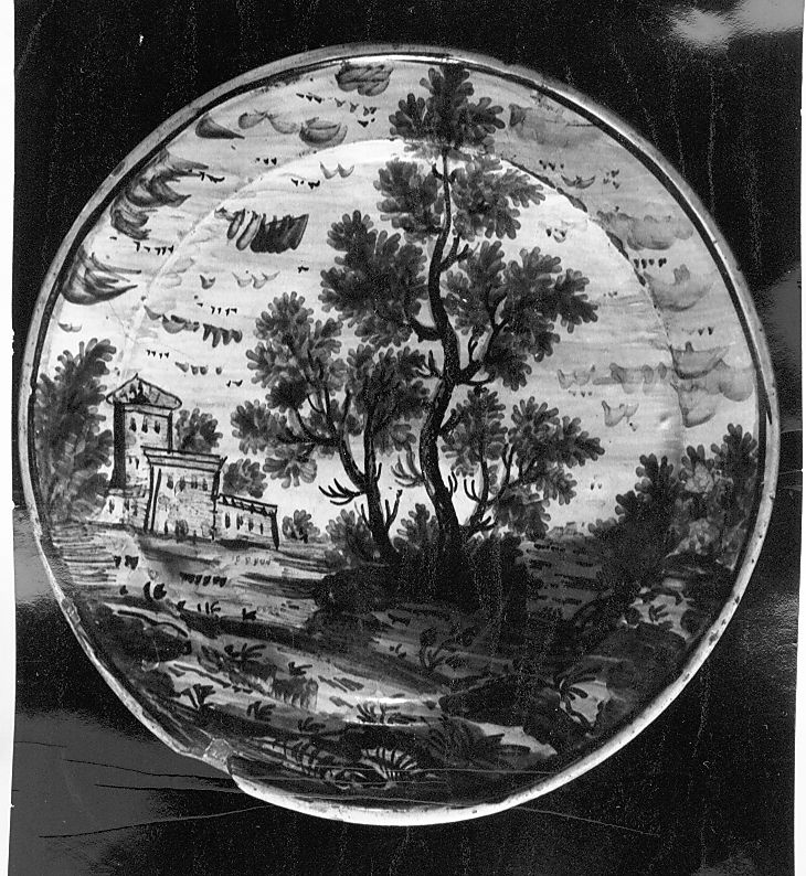 paesaggio (piatto) - manifattura Italia centrale (sec. XIX)