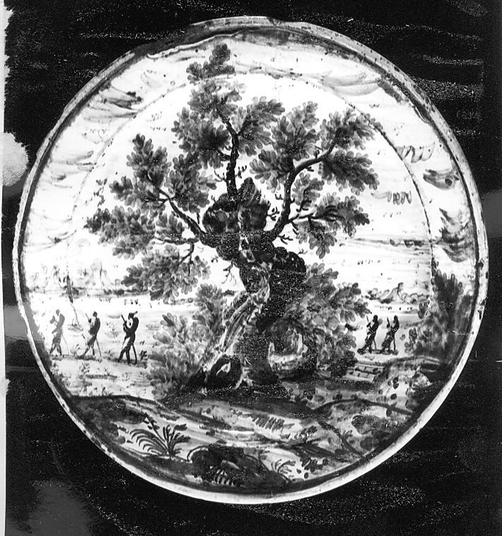 paesaggio (piatto) - manifattura Italia centrale (fine/inizio secc. XVIII/ XIX)