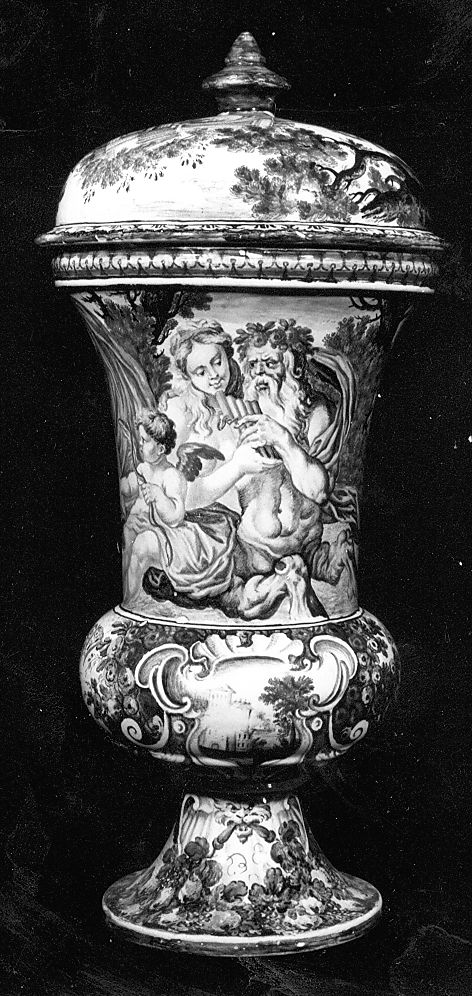 scena mitologica (vaso da farmacia) di Grue Liborio (attribuito) (sec. XVIII)