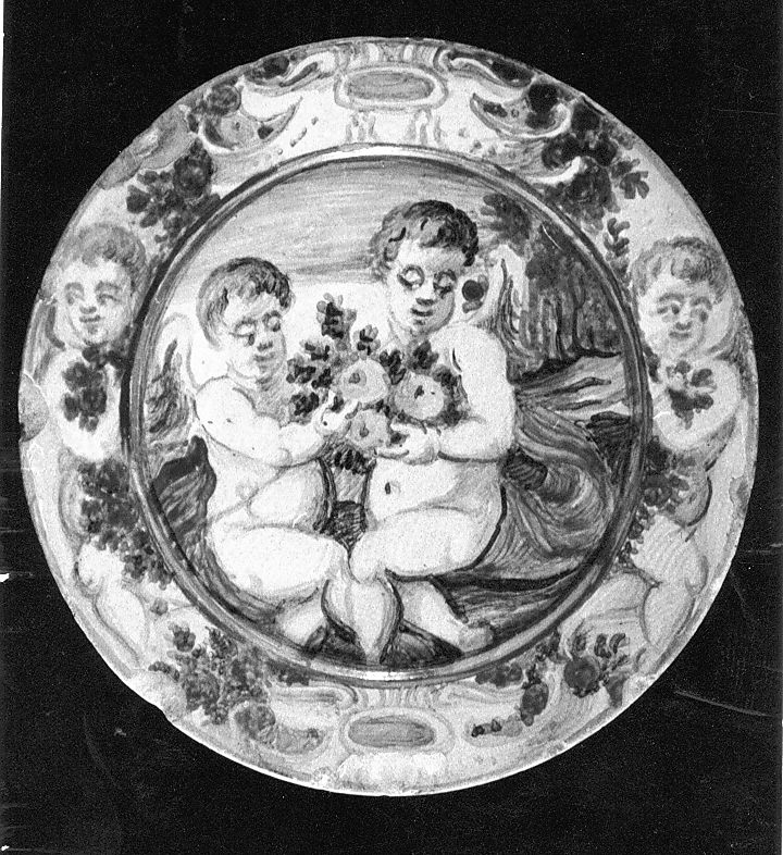putti alati (piattino) - manifattura Italia centrale (sec. XVIII)