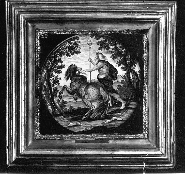 Nettuno e il cavallo (piatto) di Grue Francesco Saverio di Giovanni (attribuito) (sec. XVIII)