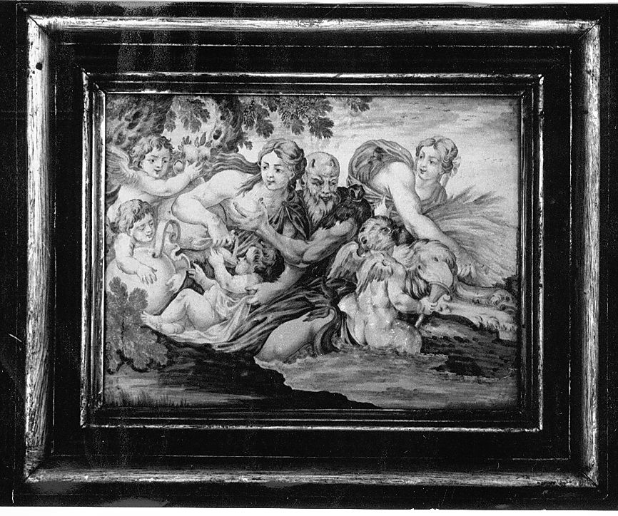 scena mitologica (mattonella) di Gentili Carmine (attribuito) (sec. XVIII)