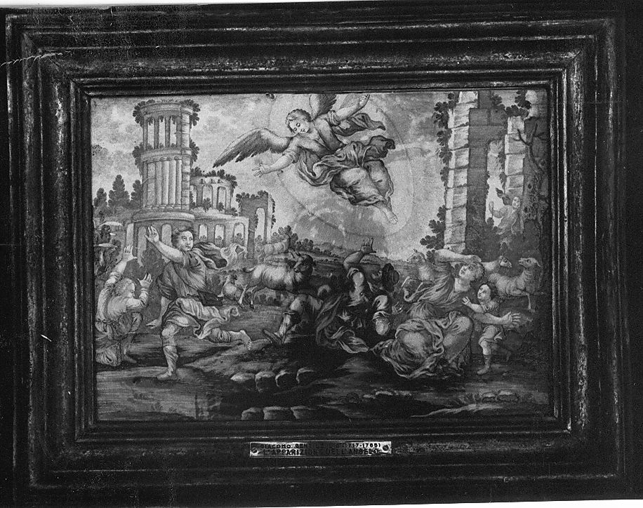 apparizione dell'angelo (mattonella) di Gentili Giacomo il Giovane (attribuito) (sec. XVIII)