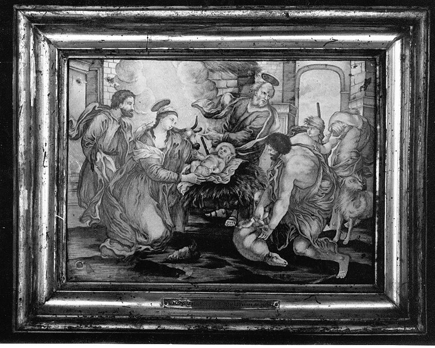 adorazione dei pastori (mattonella) di Gentili Giacomo il Giovane (attribuito) (sec. XVIII)
