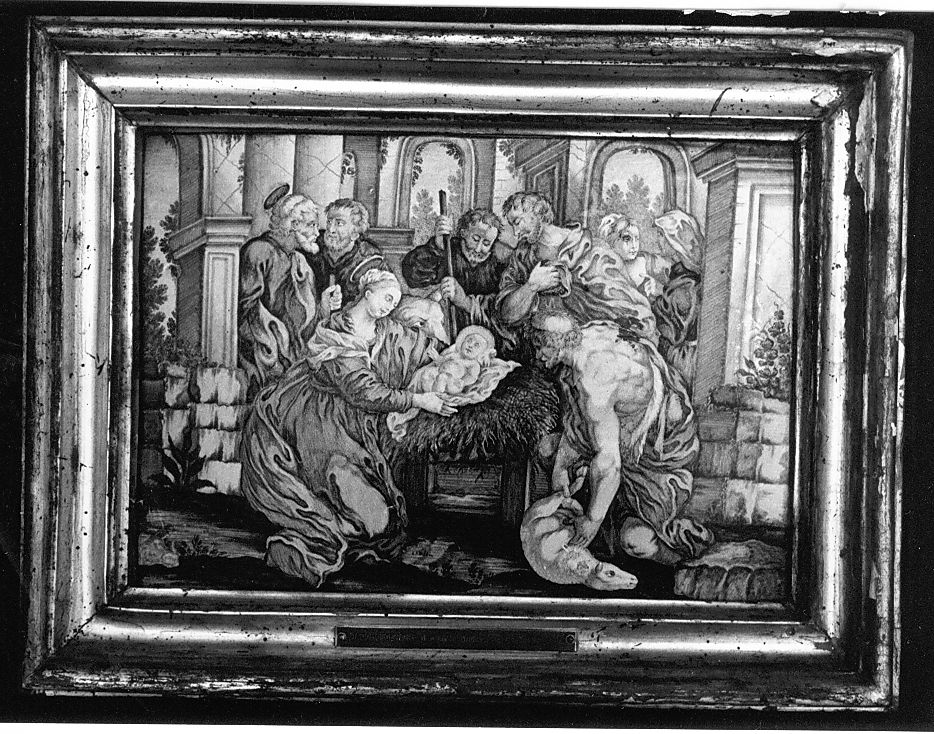 adorazione dei pastori (mattonella) di Gentili Giacomo il Giovane (attribuito) (sec. XVIII)