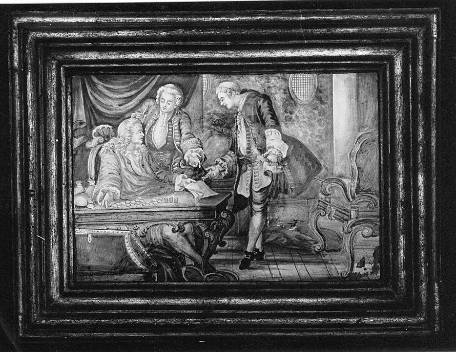 parabola del figliol prodigo (mattonella, elemento d'insieme) di Gentili Giacomo il Giovane (attribuito) (sec. XVIII)