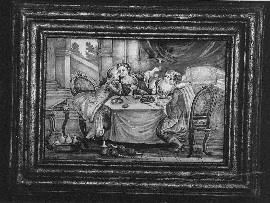 parabola del figliol prodigo (mattonella, elemento d'insieme) di Gentili Giacomo il Giovane (attribuito) (sec. XVIII)