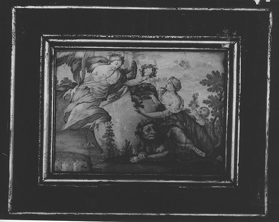 allegoria della Gloria che incorona il Merito (mattonella) di Gentili Carmine (attribuito) (sec. XVIII)