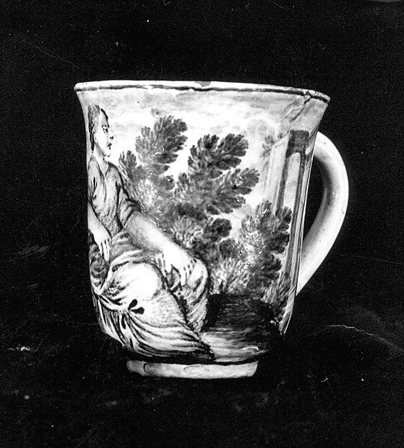 paesaggio con architetture (tazzina) di Gentili Berardino il Giovane (bottega) (sec. XVIII)