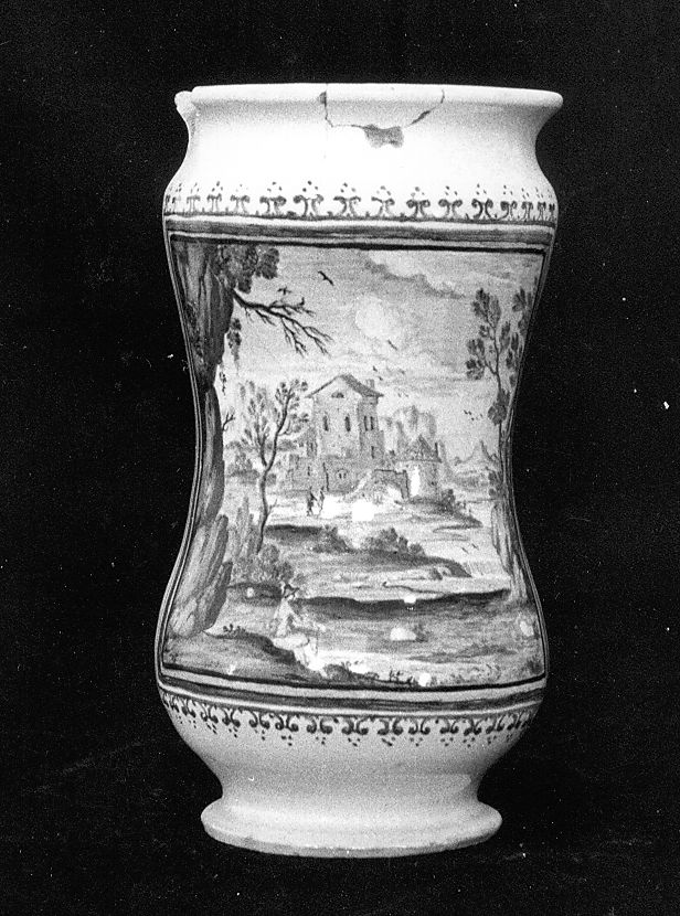 paesaggio (vaso da farmacia) di Grue Francesco Antonio Saverio (attribuito) (sec. XVIII)