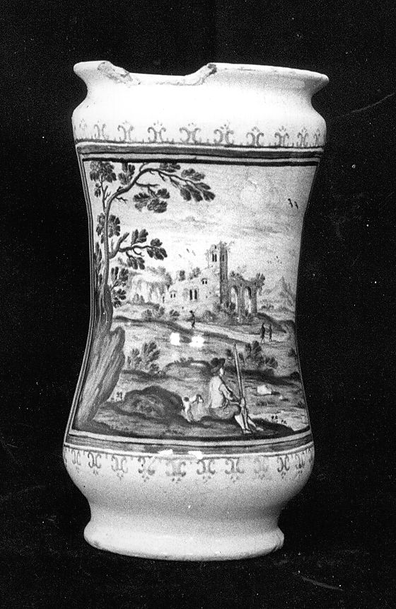 paesaggio (vaso da farmacia) di Grue Francesco Antonio Saverio (attribuito) (sec. XVIII)