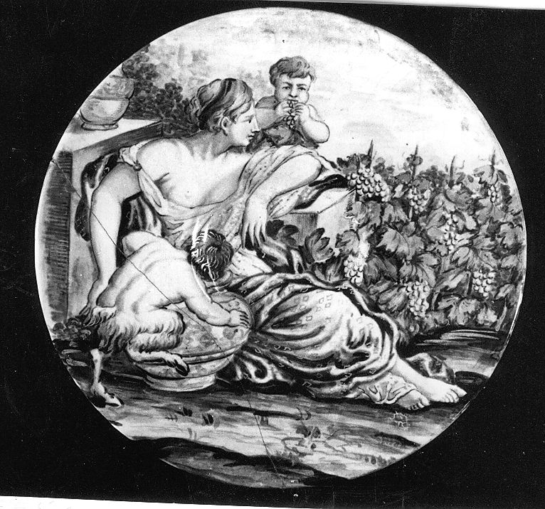 allegoria della vendemmia (piatto) - manifattura Italia centrale (sec. XVIII)