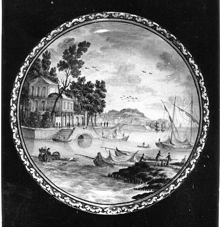 paesaggio marino (coppetta) di Grue Carlo Antonio (attribuito) (sec. XVIII)