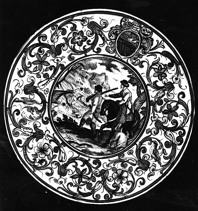 scena di caccia (piatto) - manifattura Italia centrale (sec. XVIII)