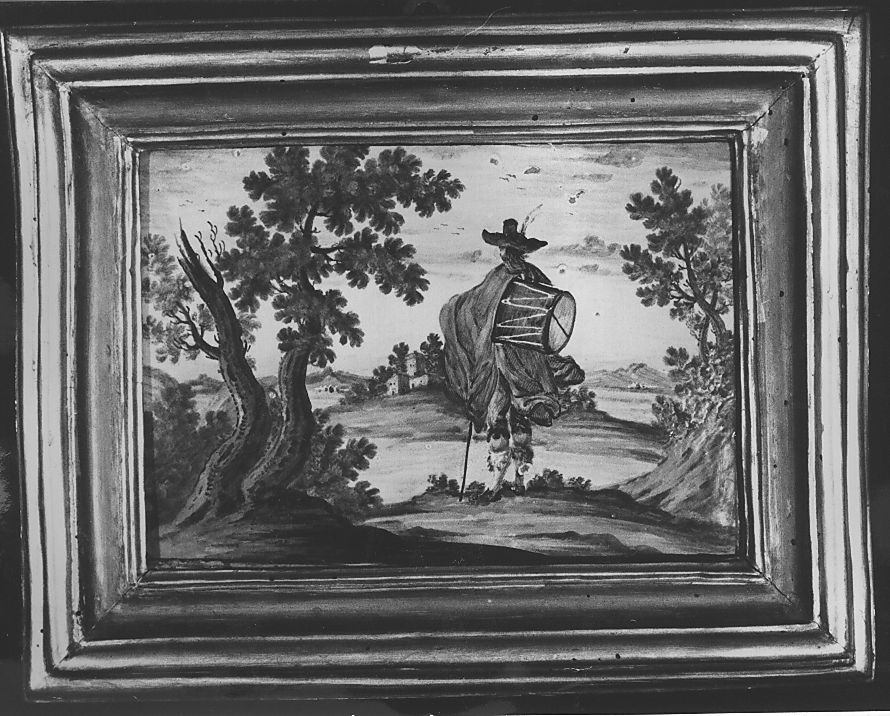 paesaggio (mattonella, elemento d'insieme) di Grue Francesco Saverio di Giovanni (attribuito) (sec. XVIII)