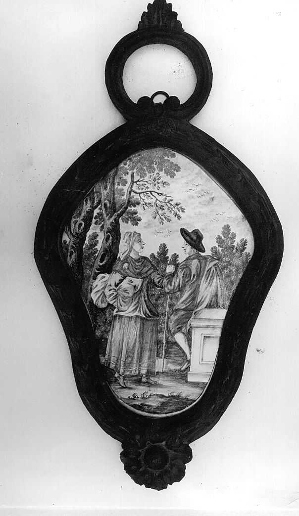 scena campestre (mattonella) di Gentili Berardino il Giovane (scuola) (fine/inizio secc. XVIII/ XIX)
