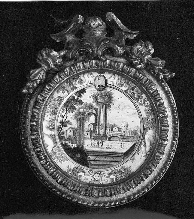 paesaggio (piattello) di Cappelletti Fedele (attribuito) (fine/inizio secc. XIX/ XX)