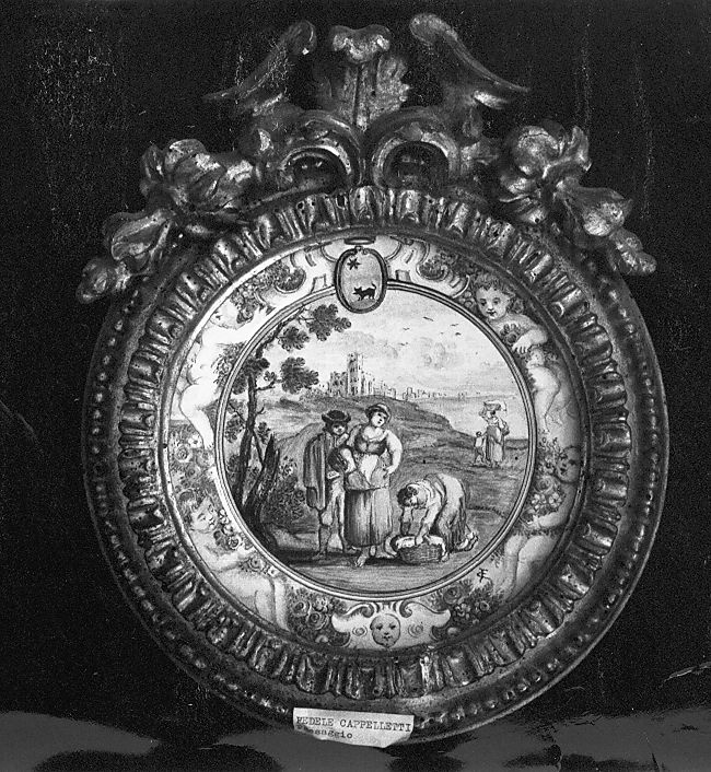 paesaggio (piattello) di Cappelletti Fedele (attribuito) (fine/inizio secc. XIX/ XX)