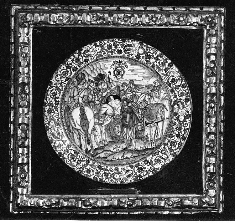 scena di battaglia (piatto) di Grue Francesco (attribuito), Lolli Antonio (attribuito) (sec. XVII)