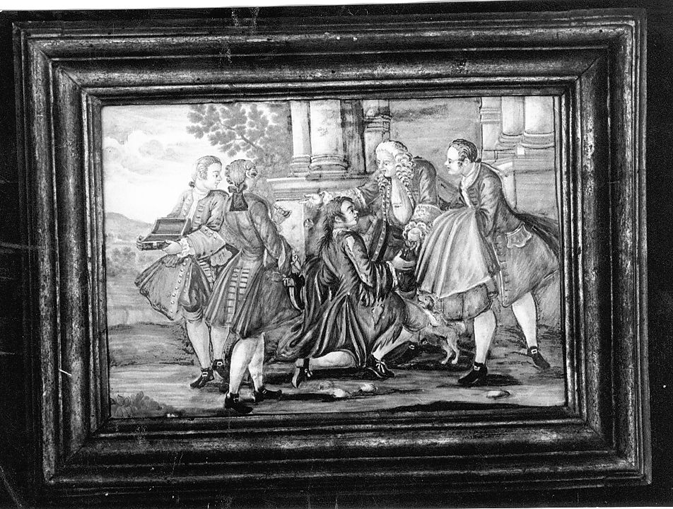 ritorno del figliol prodigo (mattonella) di Gentili Giacomo il Giovane (attribuito) (sec. XVIII)