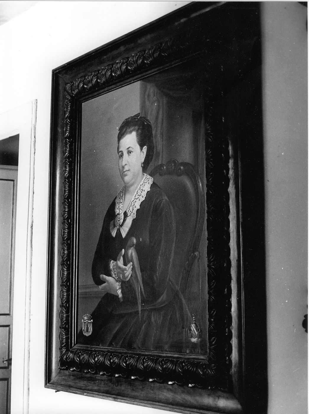 Ritratto di nobildonna con pappagallo, ritratto di donna (dipinto) di Marchiani Enrico (ultimo quarto sec. XIX)