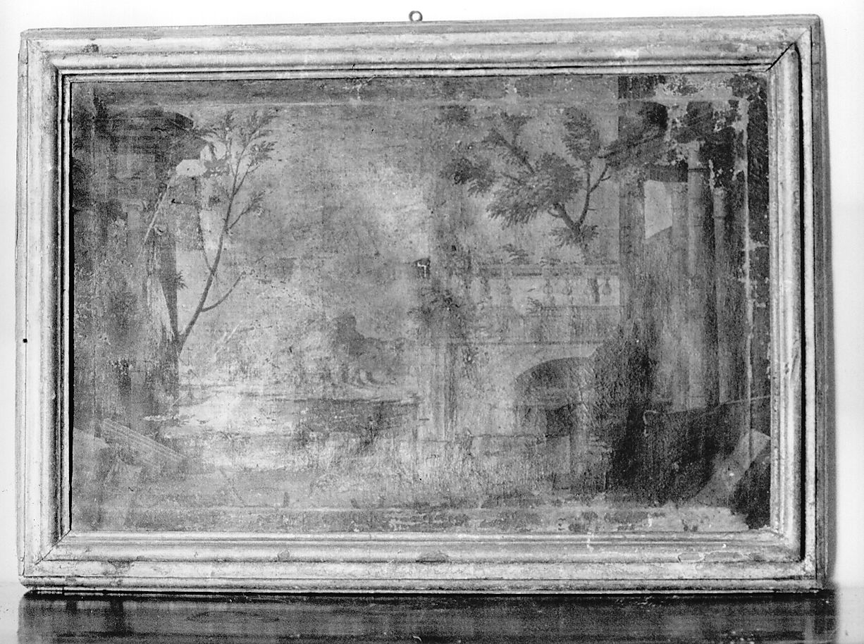 paesaggio con rovine (dipinto) - ambito romano (sec. XVIII)
