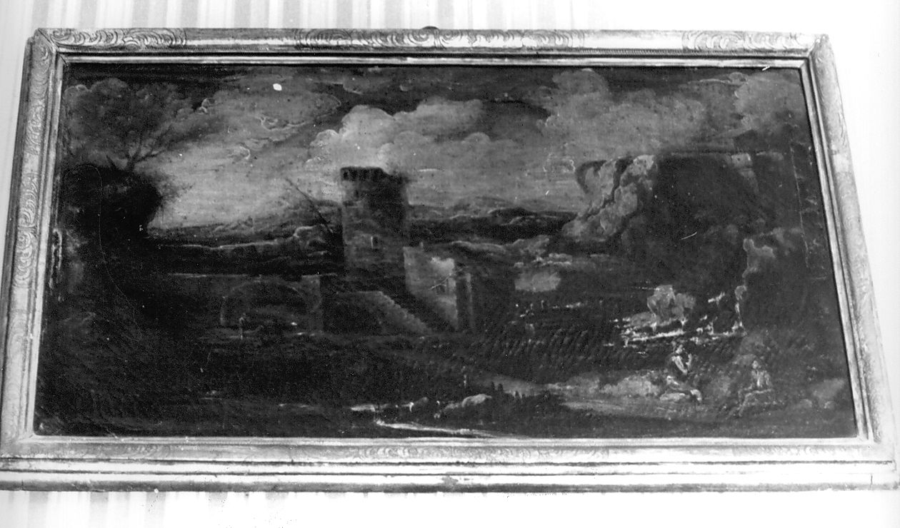 paesaggio con fortino (dipinto) - ambito emiliano (sec. XVII)