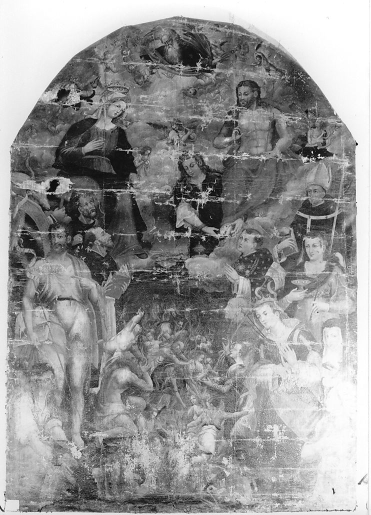 Santi che intercedono per le anime del Purgatorio (dipinto, opera isolata) - ambito toscano (sec. XVI)