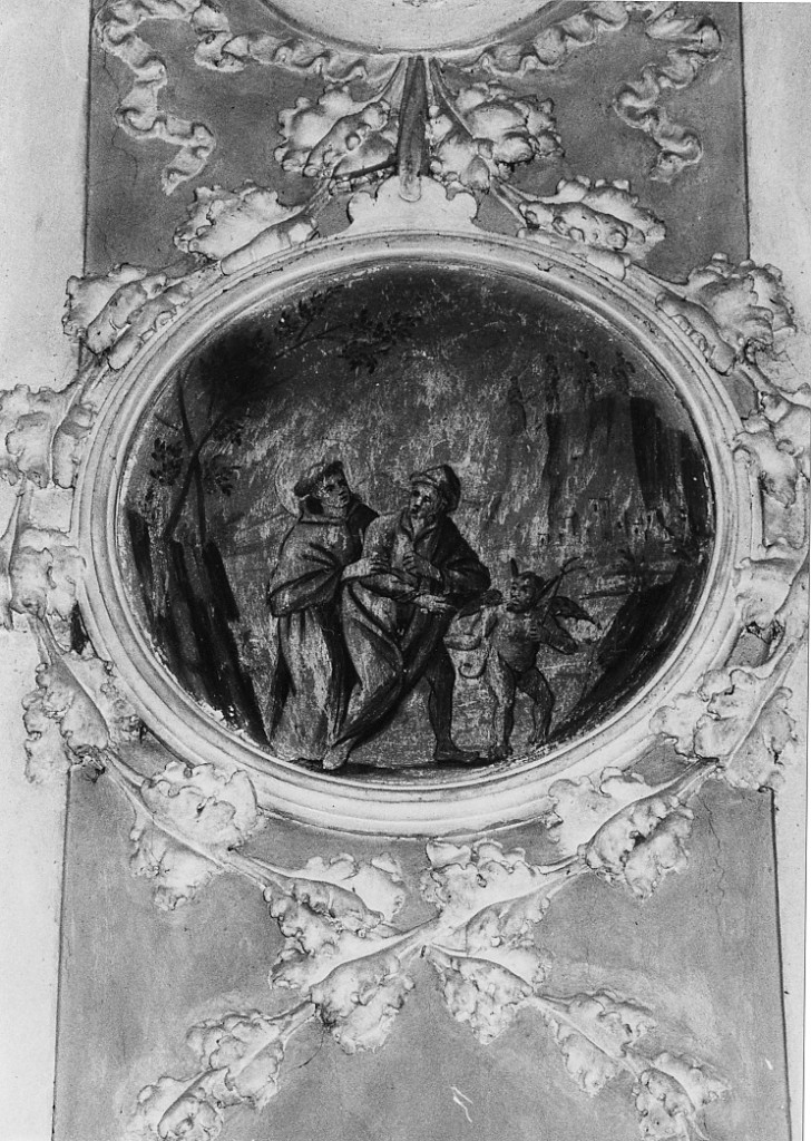 Sant'Antonio da Padova guarisce un indemoniato (medaglione, elemento d'insieme) - ambito abruzzese (sec. XVIII)