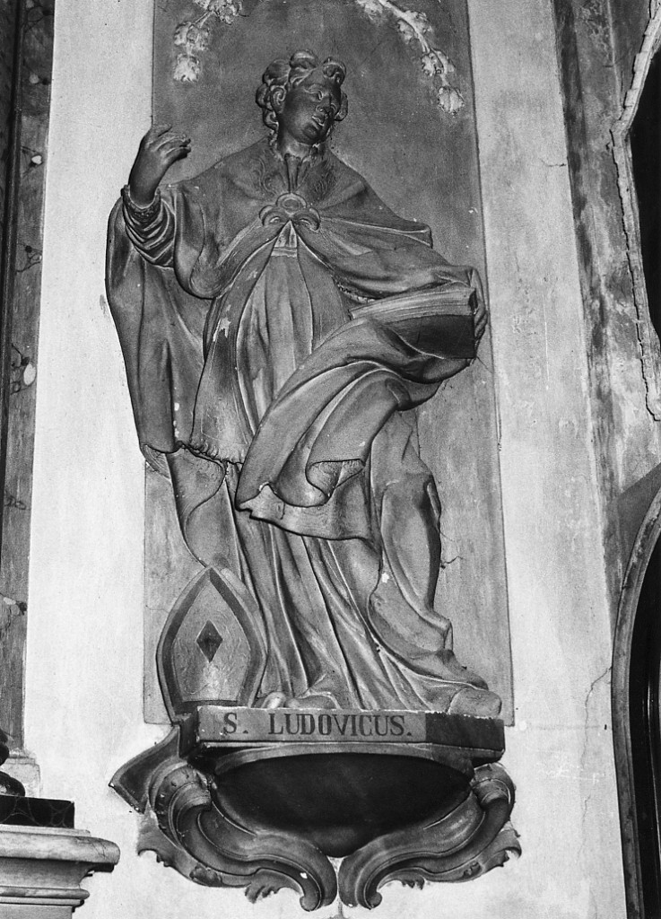 San Ludovico di Tolosa (scultura, elemento d'insieme) di Rizza G (attribuito), Piazzoli Carlo (attribuito) (sec. XVIII)