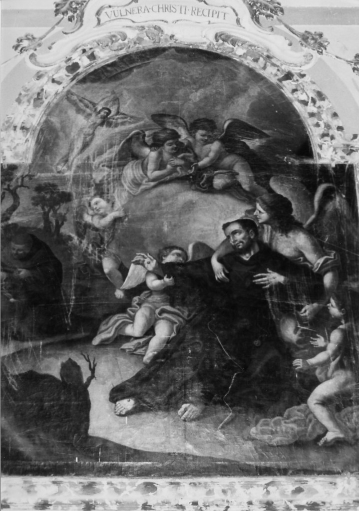 San Francesco d'Assisi sostenuto da due angeli dopo aver ricevuto le stimmate (dipinto) di Ranieri Niccolò (attribuito) (sec. XVIII)