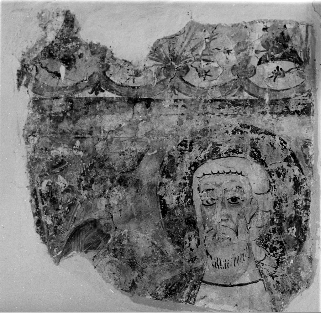 Santo con nimbo e barba (dipinto, frammento) - ambito abruzzese (sec. XIII)