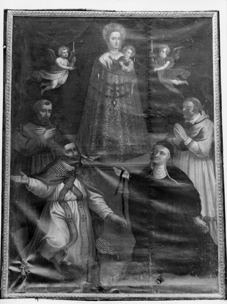 Madonna con Bambino e Santi (dipinto) di De Angelo C (attribuito) (sec. XIX)