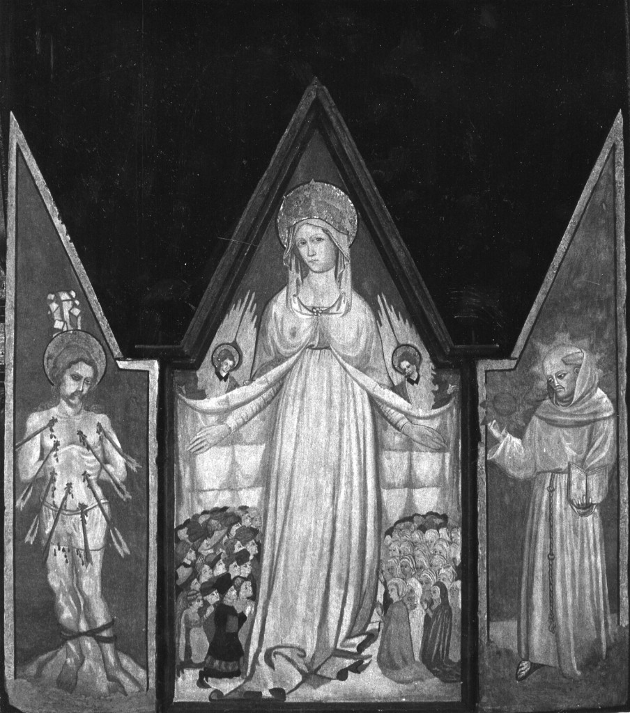 Madonna della Misericordia (scomparto di trittico) - ambito abruzzese (seconda metà sec. XV)