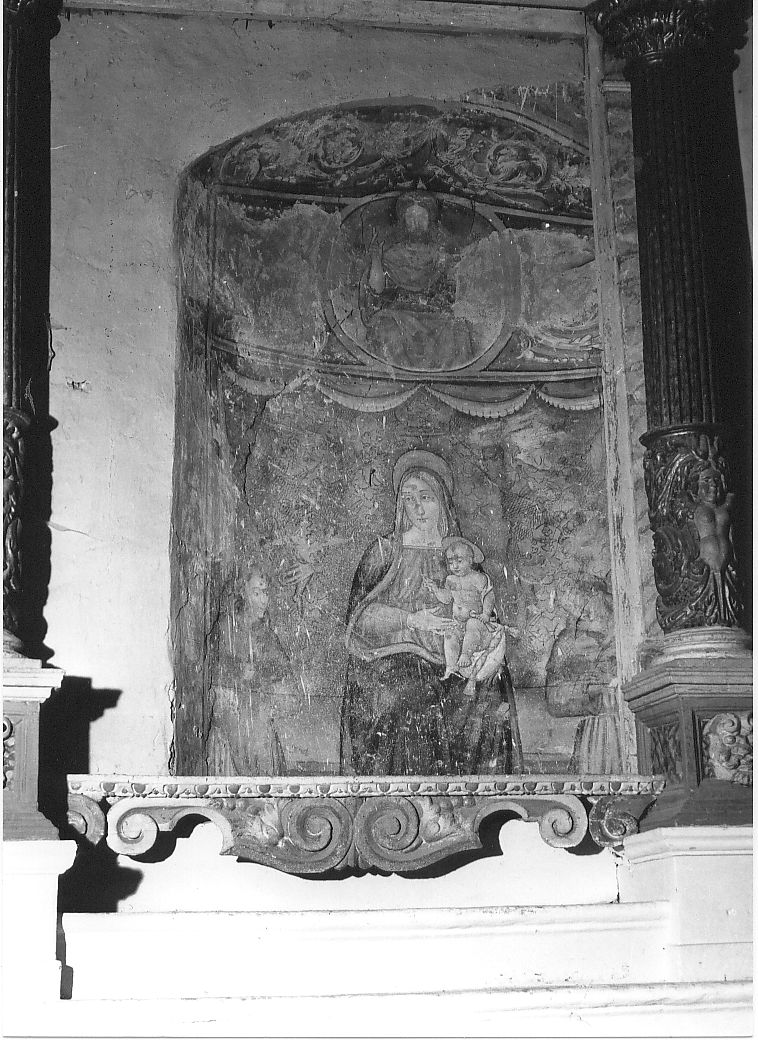 Madonna con Bambino Santi e Francescani/ Cristo Benadicente (dipinto, opera isolata) - bottega Italia centrale (inizio sec. XVI)