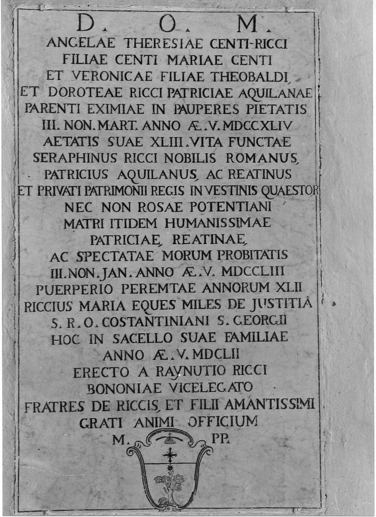 lapide tombale, opera isolata - bottega Italia centrale (sec. XVIII)