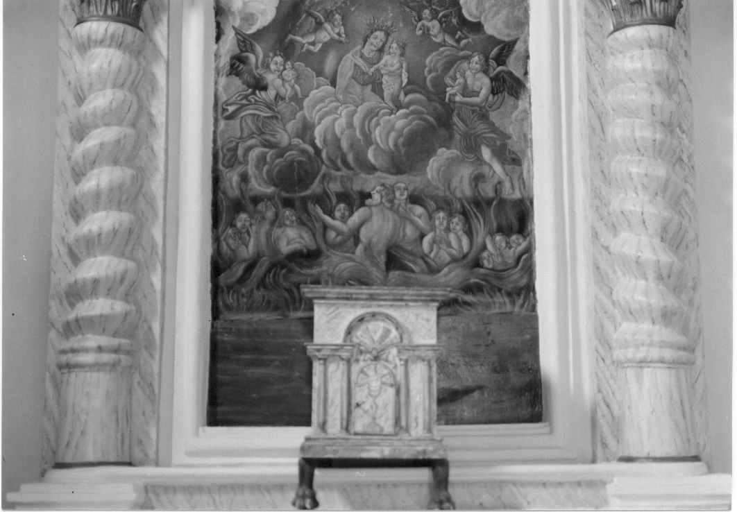 Madonna che intercede per le anime del purgatorio (dipinto, opera isolata) - bottega Italia centrale (sec. XVIII)