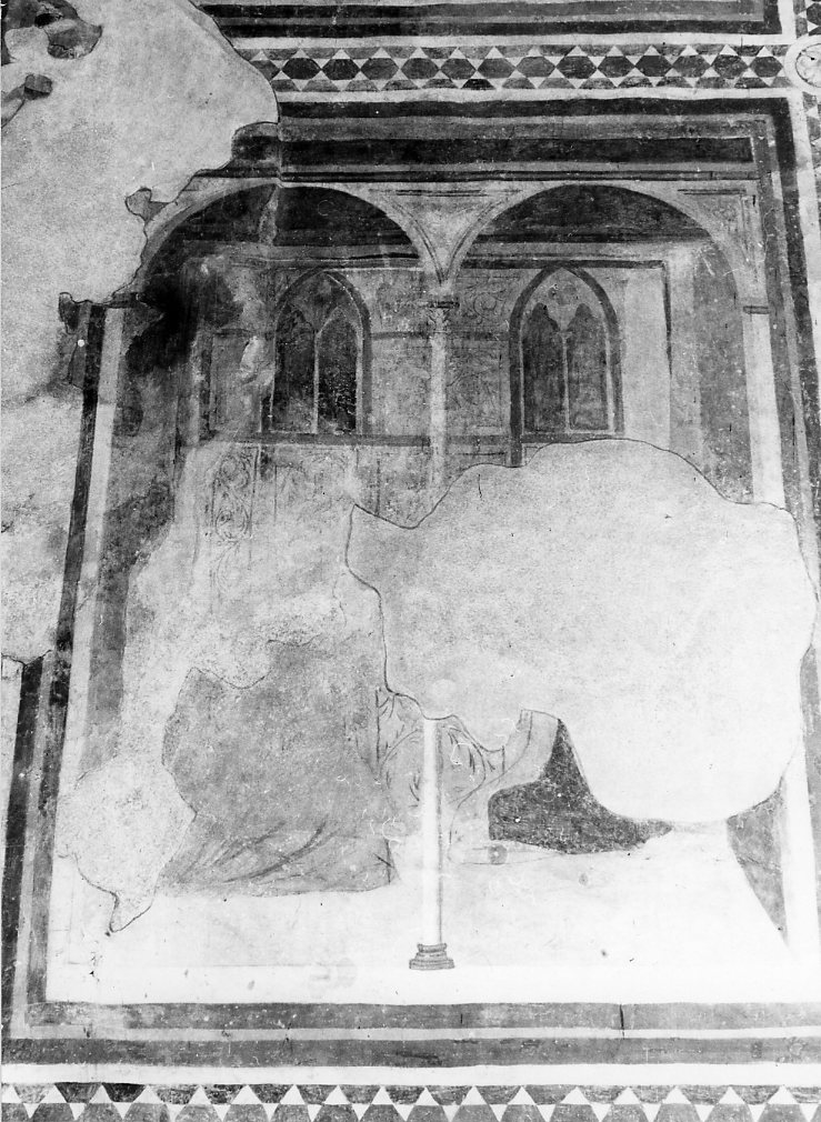 La Visitazione, visitazione (dipinto, elemento d'insieme) di Maestro di Fossa (attribuito) (sec. XIV)