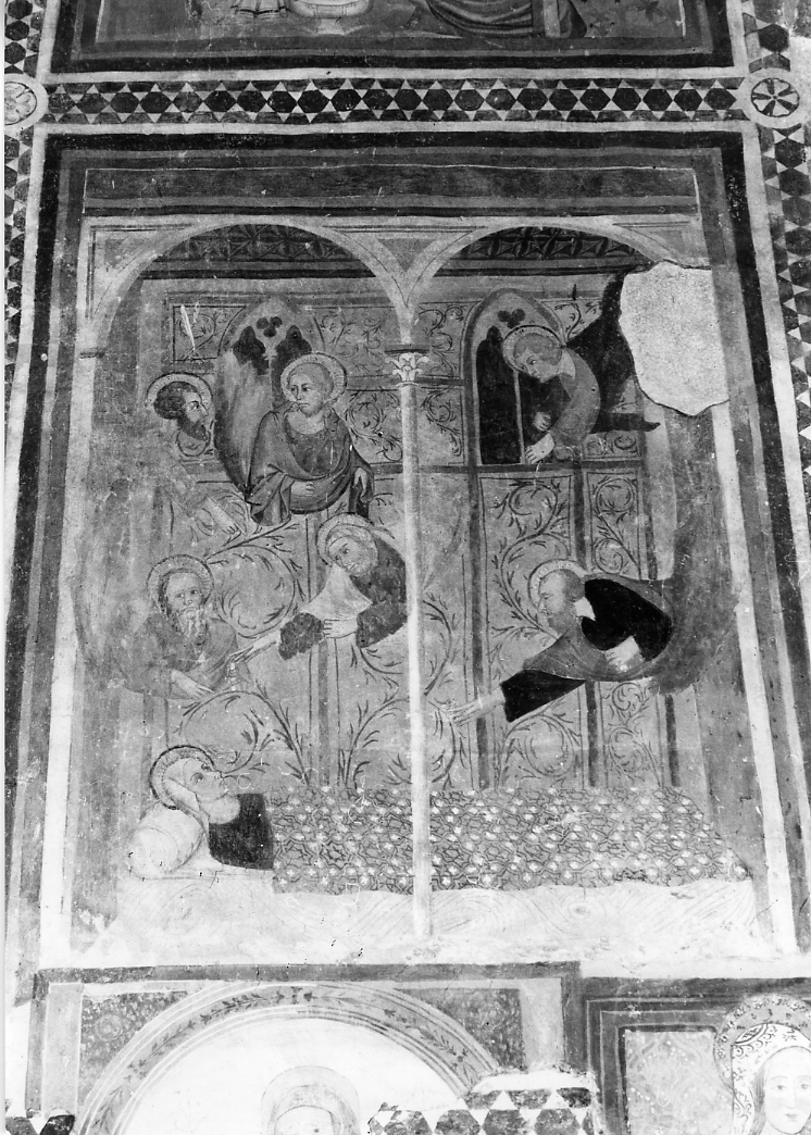malattia della Vergine, malattia della Vergine (dipinto, elemento d'insieme) di Maestro di Fossa (attribuito) (sec. XIV)