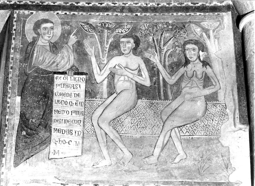 Adamo ed Eva nel paradiso terrestre, Adamo ed Eva nel paradiso terrestre (dipinto, elemento d'insieme) di Maestro della Genesi (bottega) (sec. XIII)