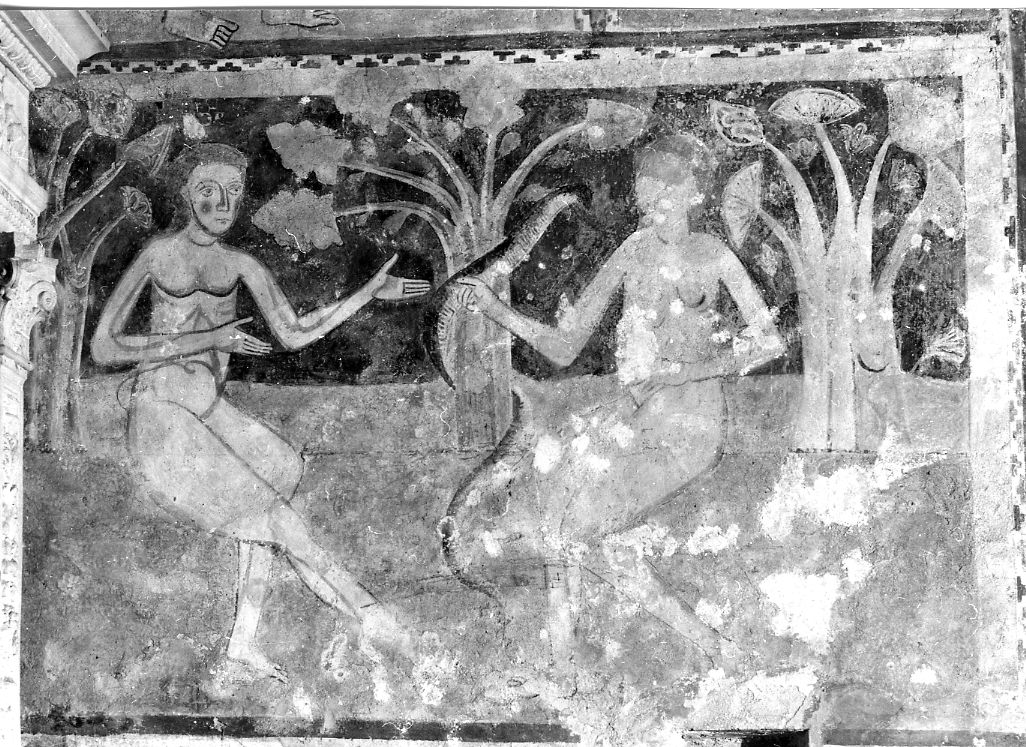 tentazione di Adamo ed Eva, tentazione di Adamo ed Eva (dipinto, elemento d'insieme) di Maestro della Genesi (bottega) (sec. XIII)