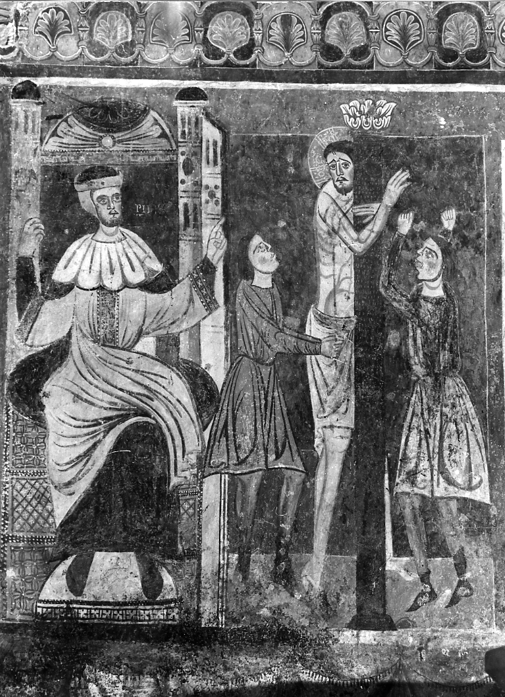 La flagellazione di Cristo, flagellazione di Cristo (dipinto, elemento d'insieme) di Maestro della Genesi (bottega) (sec. XIII)