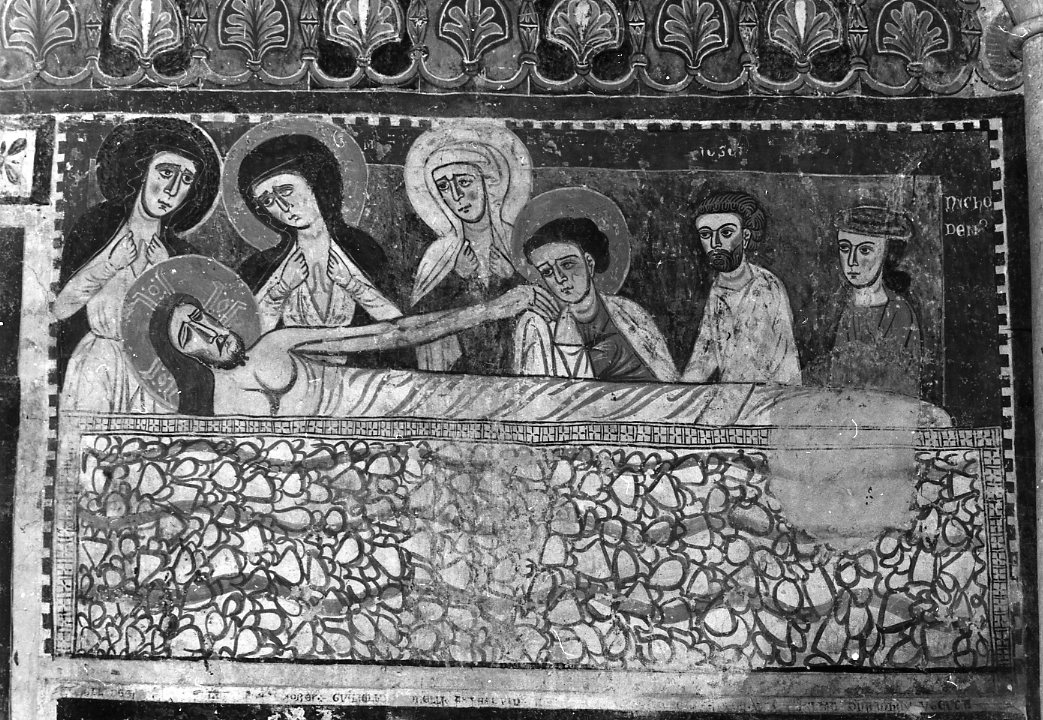 La deposizione, deposizione di Cristo nel sepolcro (dipinto, elemento d'insieme) di Maestro della Genesi (bottega) (sec. XIII)