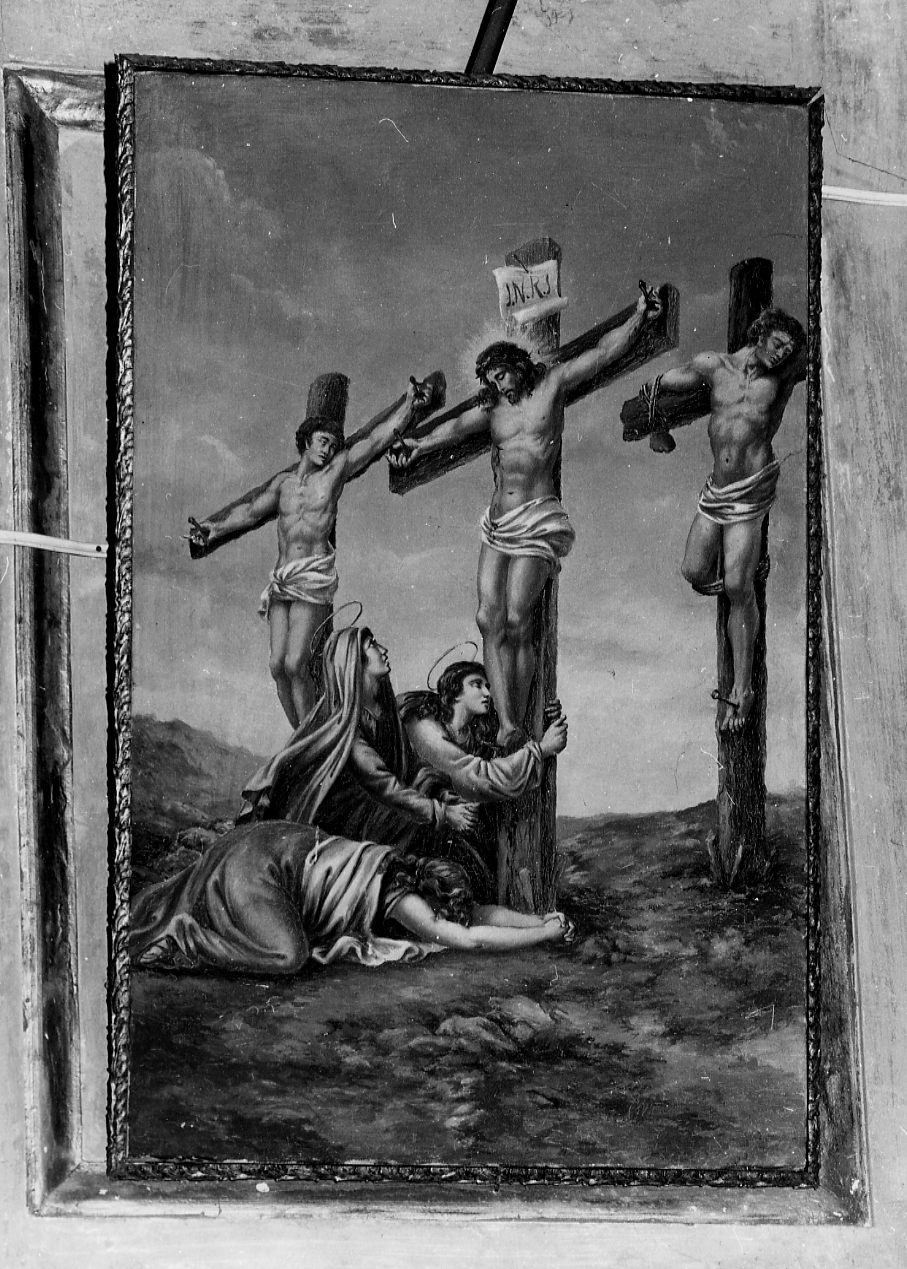 stazione XII: Gesù innalzato e morto in croce, stazione XII: Gesù innalzato e morto in croce (dipinto, elemento d'insieme) di Catalani Umberto (attribuito) (sec. XX)